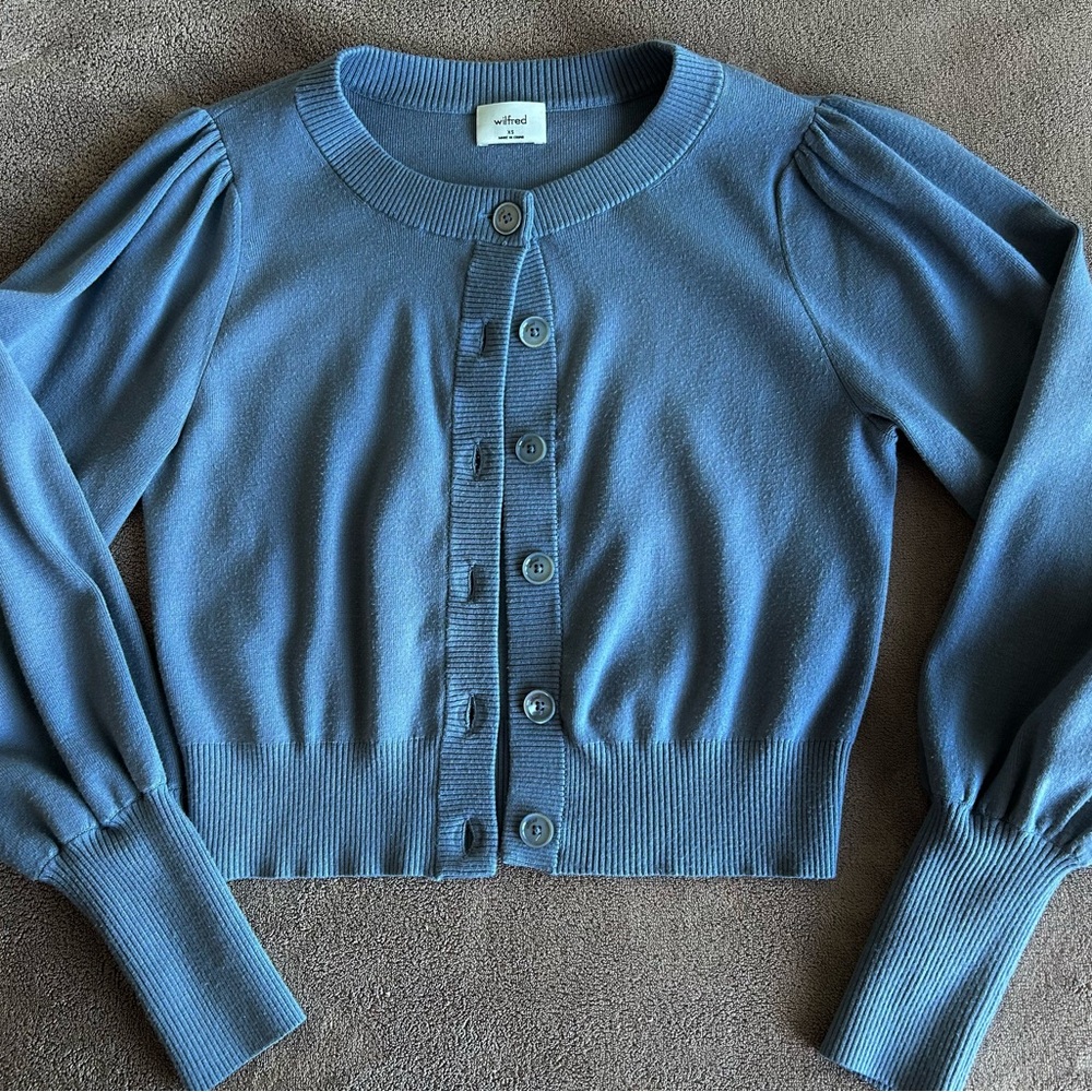 Aritzia Wilfred Alessia Cardigan, size XS Steel Blue